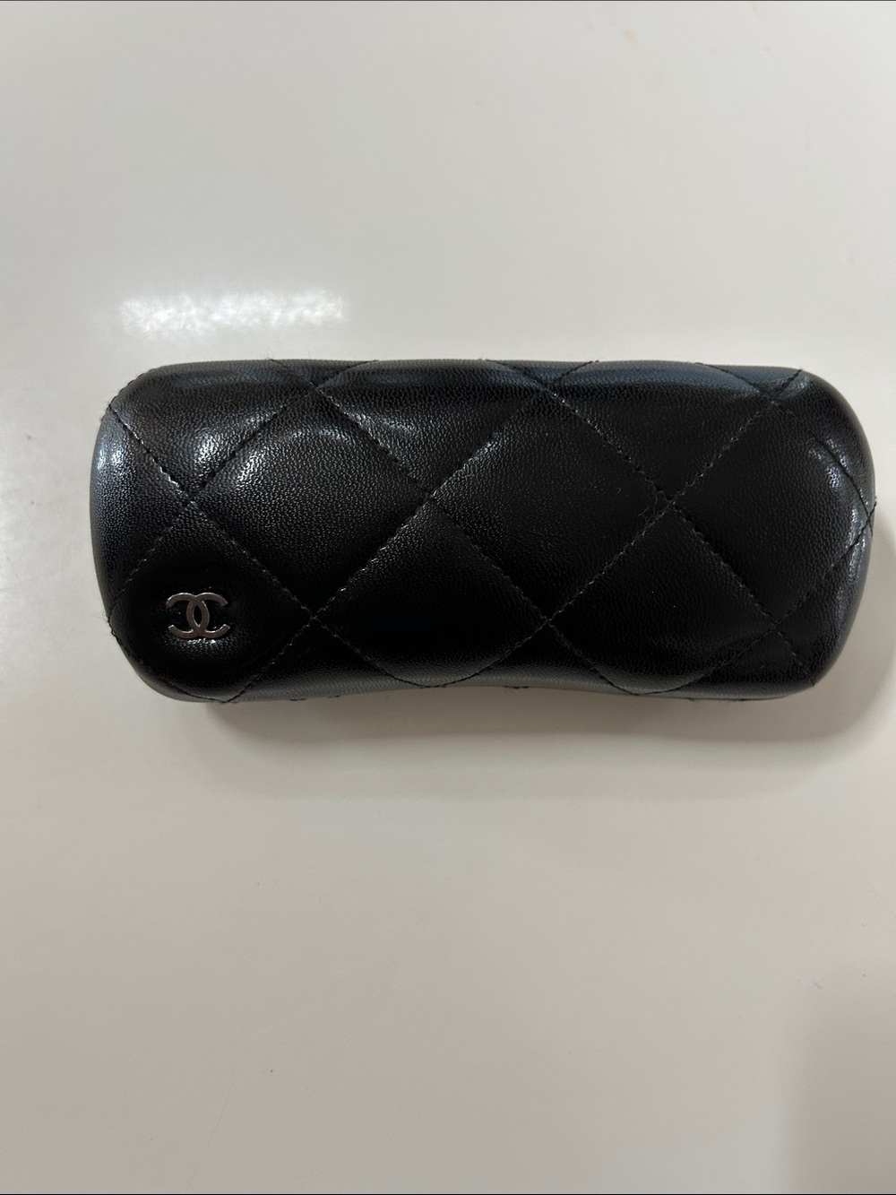 Black Chanel glasses case